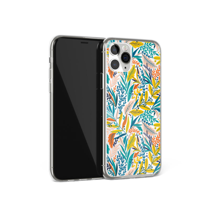 Colorful Forest Jungle Leaves Pattern iPhone Case, Silicone Case For iPhone 11,XS,X