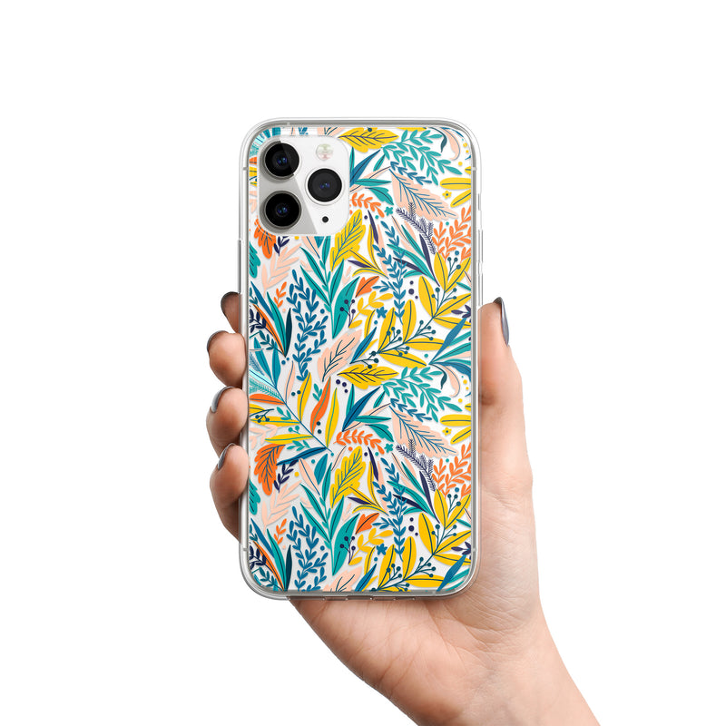 Colorful Forest Jungle Leaves Pattern iPhone Case, Silicone Case For iPhone 11,XS,X