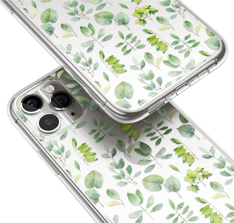 Delicate Greenery Leafy Floral iPhone Case, Silicone Case For iPhone 11,XS,X