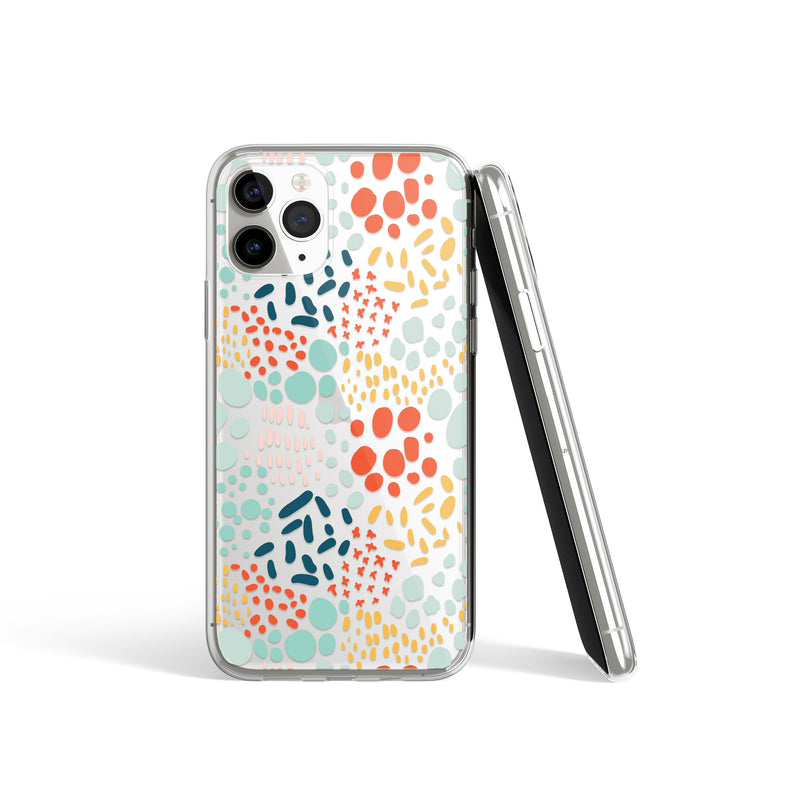 Happy Dots Animal Print iPhone Clear Case, Colored Polka Dots Cover
