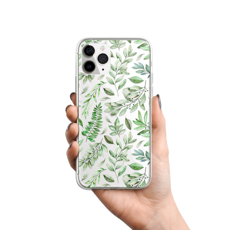 Olive Leaves Pattern Print iPhone Case, Green Leaf iPhone 11 Cover