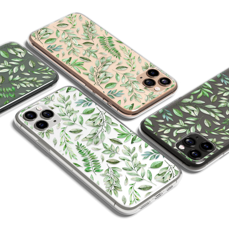 Olive Leaves Pattern Print iPhone Case, Green Leaf iPhone 11 Cover