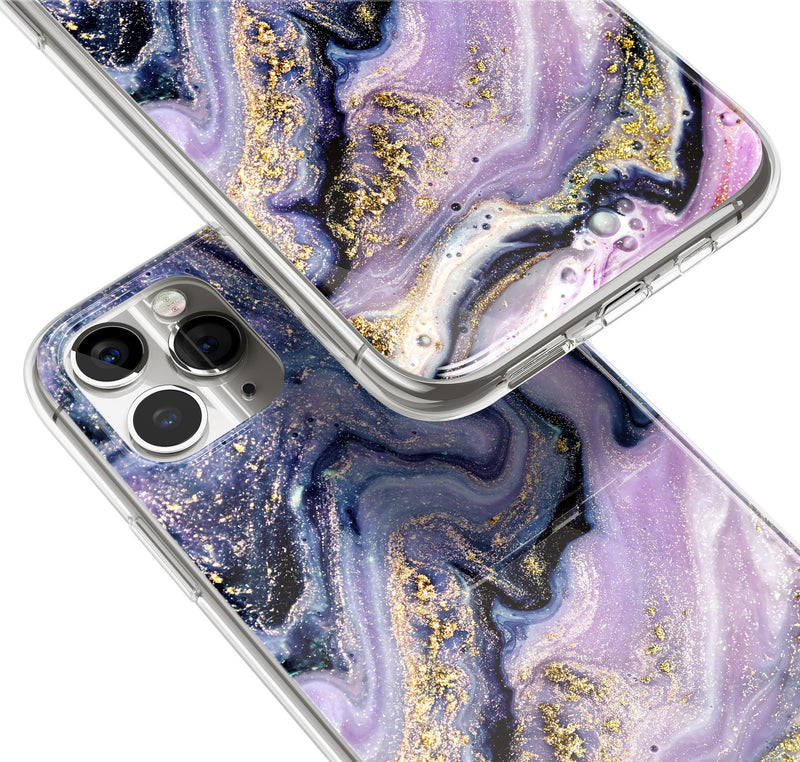 Purple Rain Violet And Pink Marble iPhone Case, Silicone Case For iPhone 11,XS,X