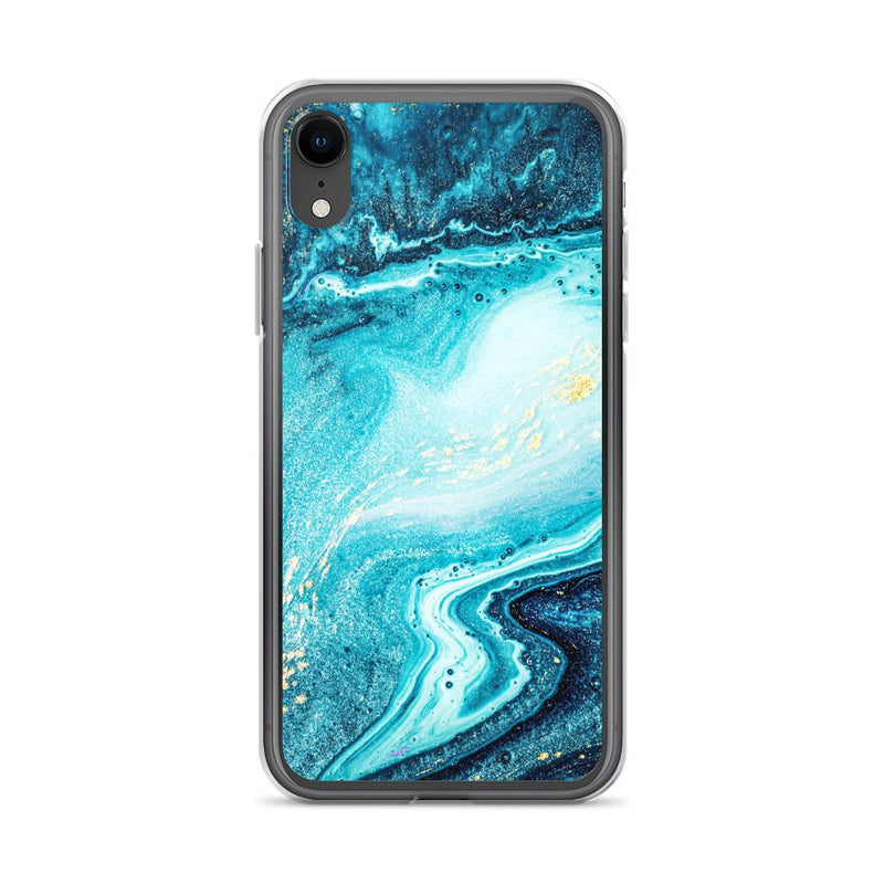 Electric Ocean Blue Marble iPhone Case, Silicone Case For iPhone 11,XS,X