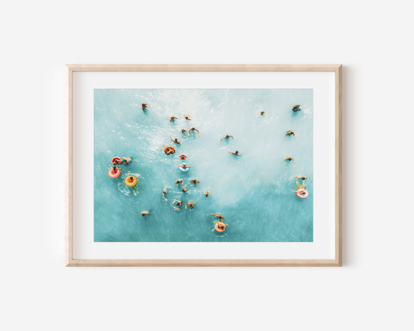 Beach People Print, Aerial Ocean Printable Art, Digital Download