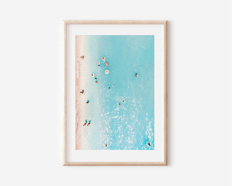 Beach Print, Aerial Beach Art, People Beach Digital Download