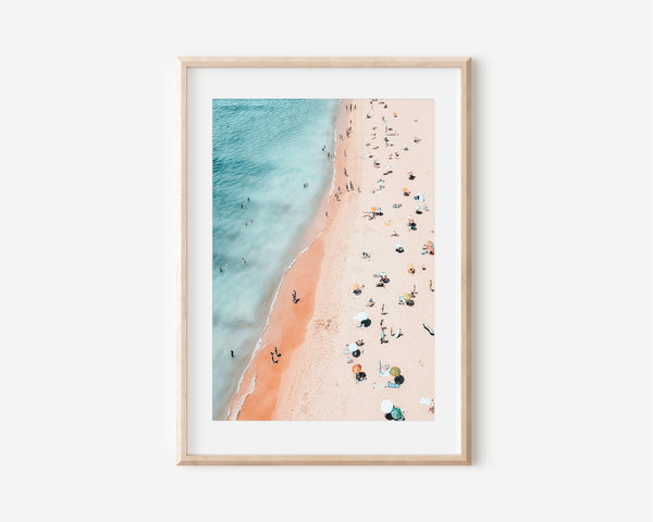 People On Beach Print, Portugal Beach Print, Digital Download