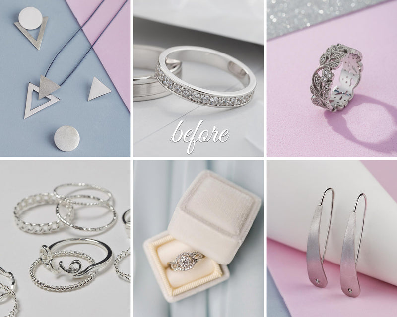 Silver Jewelry Presets for Product Photography in Lightroom and Photoshop