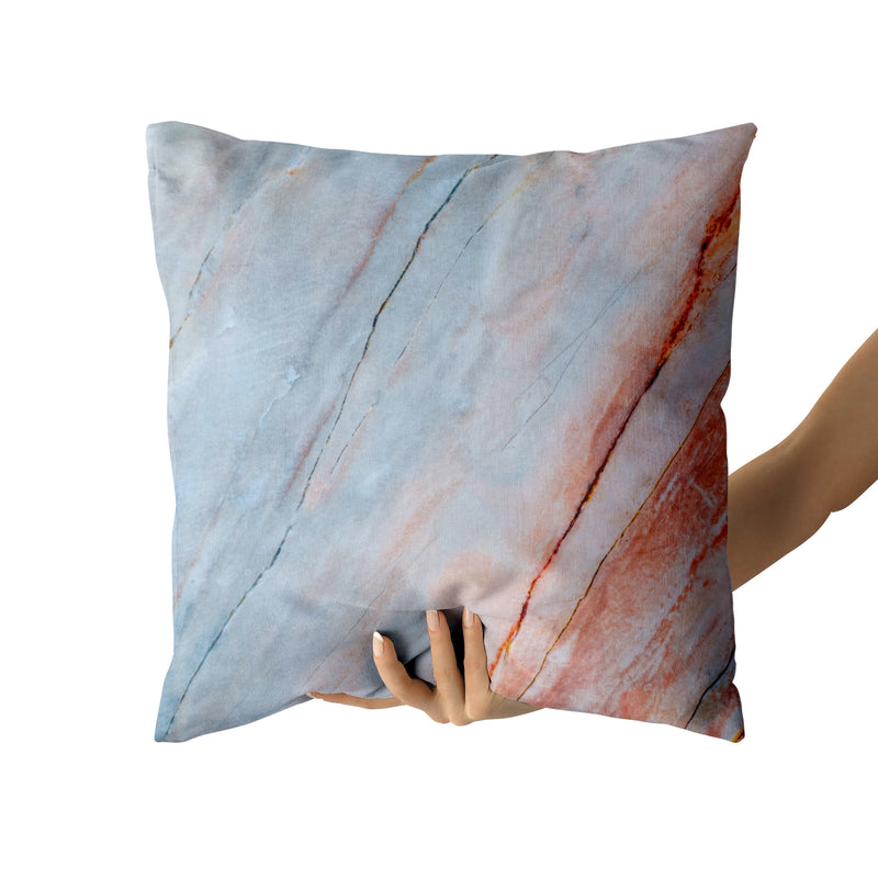 Decorative Throw Pillow Dreamy Sunset, Pink And Blue Marble Pillow