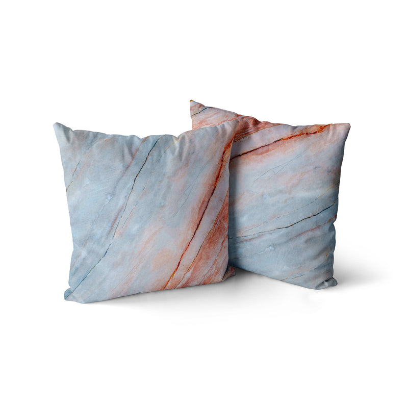 Decorative Throw Pillow Dreamy Sunset, Pink And Blue Marble Pillow