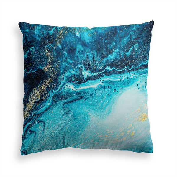 Electric Ocean Throw Pillow, Blue Sea Decorative Pillow, Teal Home Decor