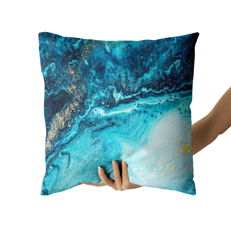 Electric Ocean Throw Pillow, Blue Sea Decorative Pillow, Teal Home Decor