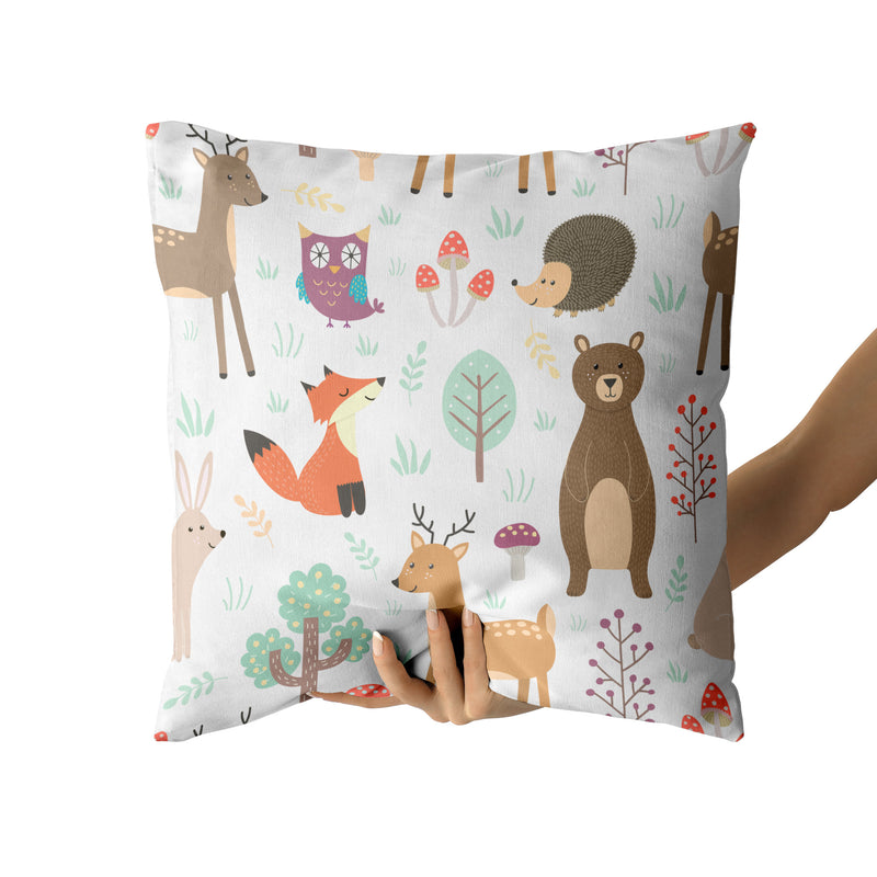 Fox Deer Animal Pillow Print, Kids Children Pillow, Contemporary Modern Home Decor