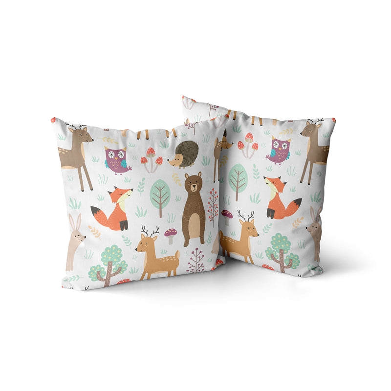 Fox Deer Animal Pillow Print, Kids Children Pillow, Contemporary Modern Home Decor