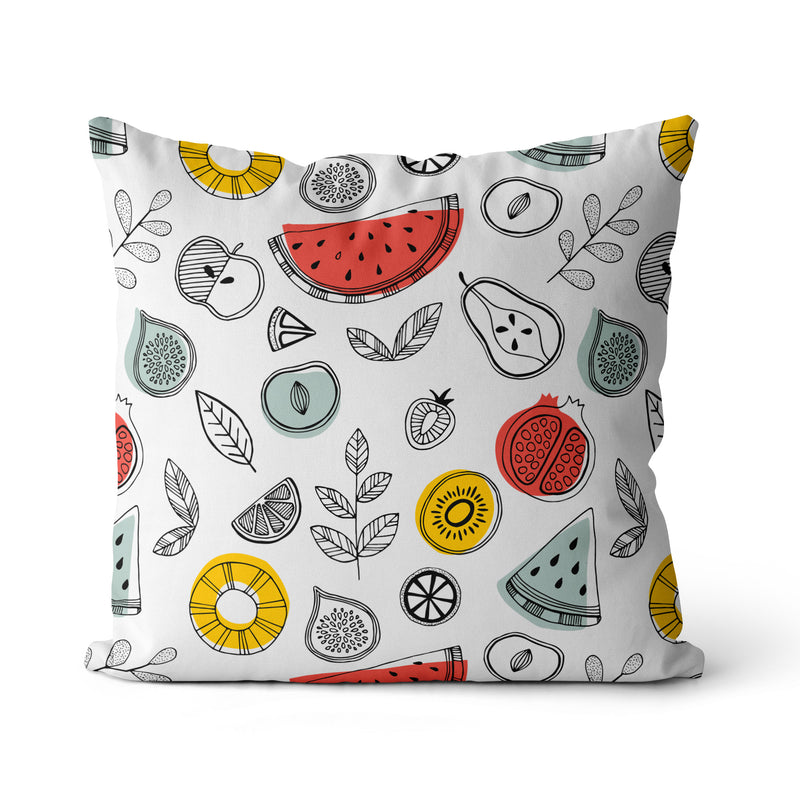 Summer Fruits Pillow Print, Avocado Melon Lemon Pillow, Home Decor