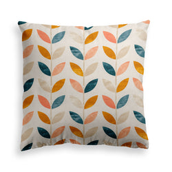 Decorative Throw Pillow Vintage Leaves Print, Retro Orange Leaf Pillow