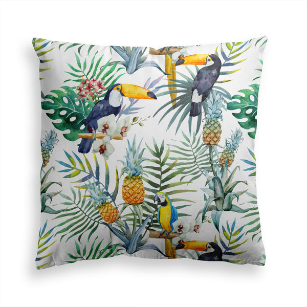 Jungle Birds Pillow Print, Toucan Parrots Pillow, Modern Decor Pillow