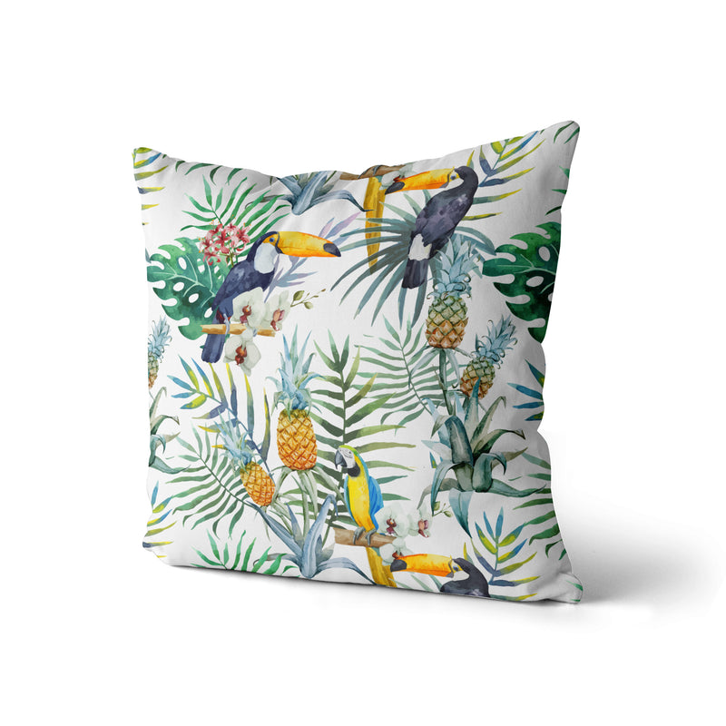 Jungle Birds Pillow Print, Toucan Parrots Pillow, Modern Decor Pillow