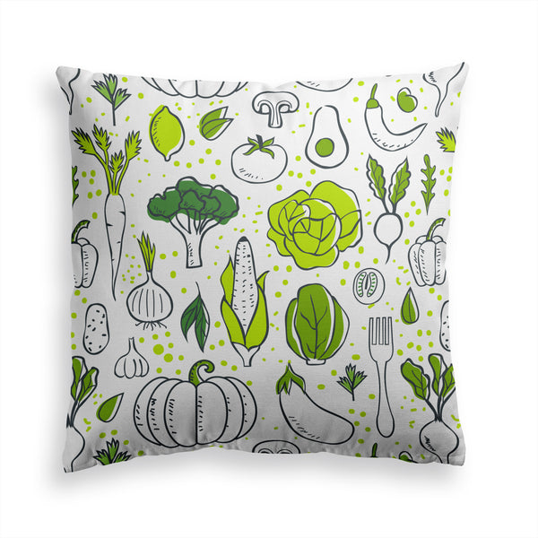 Decorative Throw Pillow Funny Fresh Vegetables Print, Vegan Pillow