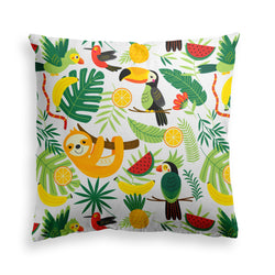 Wild Jungle, Colorful Animals Pillow Print, Animal Tucan Pillow