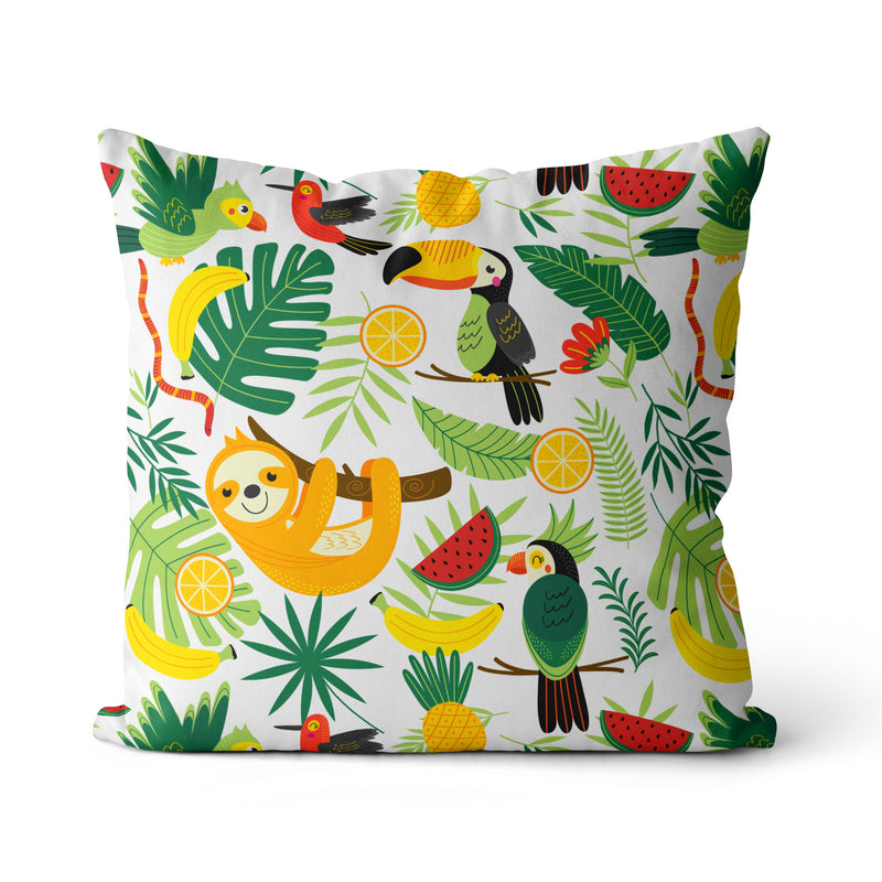 Wild Jungle, Colorful Animals Pillow Print, Animal Tucan Pillow